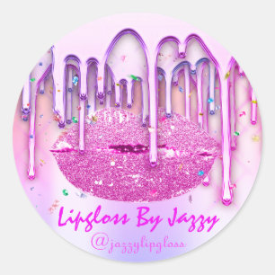 Sticker Rond Lipgloss maquillage rose Confetti Drivers Emballag