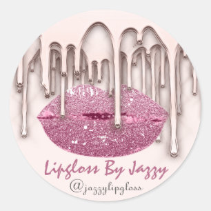 Sticker Rond Lipgloss Par IG Rose Berry Drift Produit Cosmétiqu