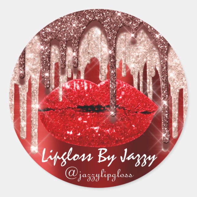 Sticker Rond Lipgloss par IG Rose Parties scintillant produits  (Devant)