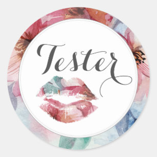 Sticker Rond Lipstick Distributeur Produit Tester Aquarelle Lip