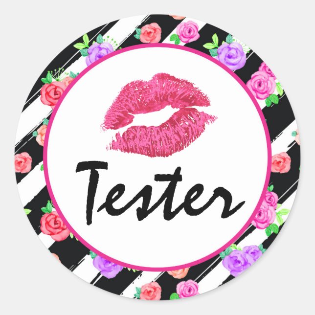 Sticker Rond Lipstick Distributeur Produit Tester Glam Rose Kis (Devant)