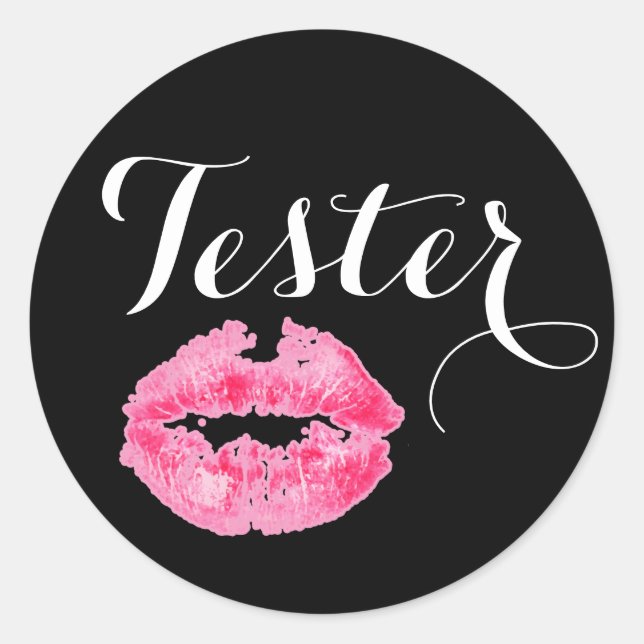 Sticker Rond Lipstick Distributeur Produit Tester Lèvres roses  (Devant)