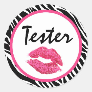 Sticker Rond Lipstick Distributeur Produit Tester Zebra Kiss