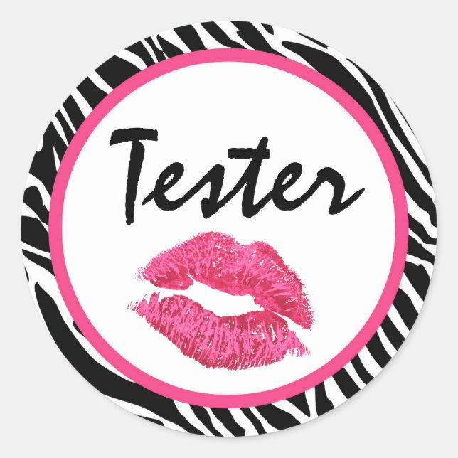 Sticker Rond Lipstick Distributeur Produit Tester Zebra Kiss (Devant)
