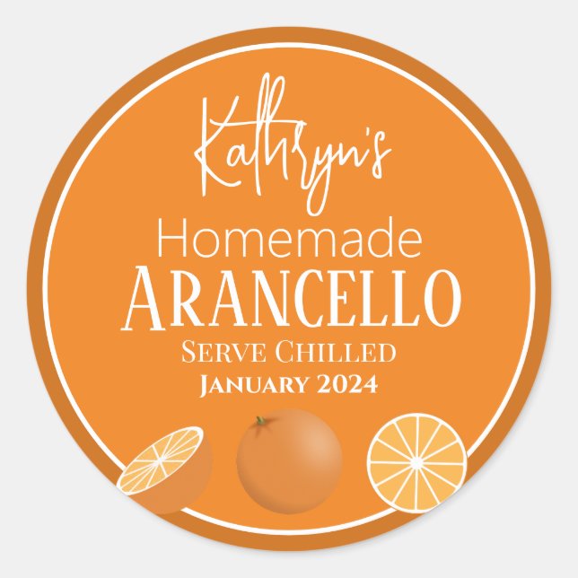 Sticker Rond Liqueur d'orange fait maison/Étiquette de produit  (Devant)