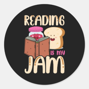 Sticker Rond Lire est ma confiture drôle J'aime lire des livres