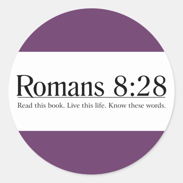 Sticker Rond Lire la Bible Romains 8:28 (Devant)