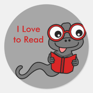 Sticker Rond Lire un mois du livre : I Love Reading