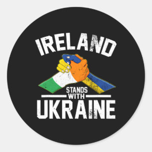 Sticker Rond L'Irlande soutient l'Ukraine Drapeau ukrainien irl