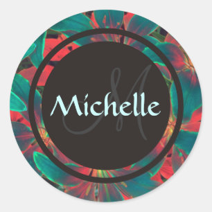 Sticker Rond Lis bleus monogramme et scelleur de