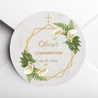 Lis calla de confirmation Fougère Florale Marbre D