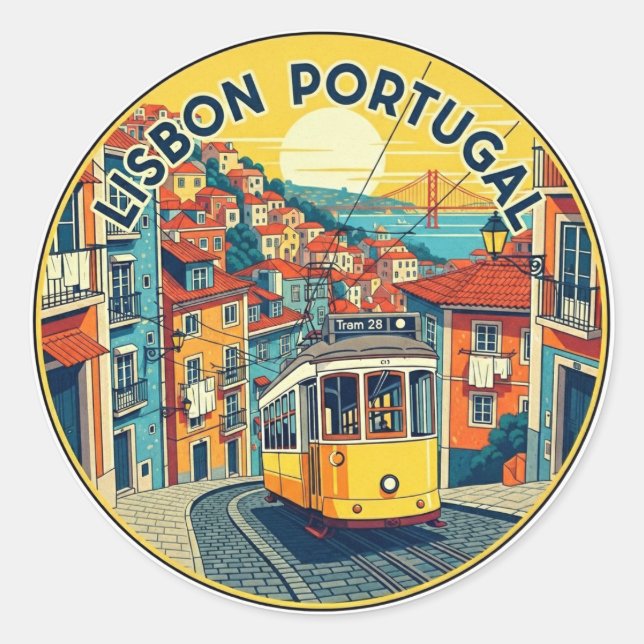 Sticker Rond Lisbonne Portugal Voyage Alfama (Devant)
