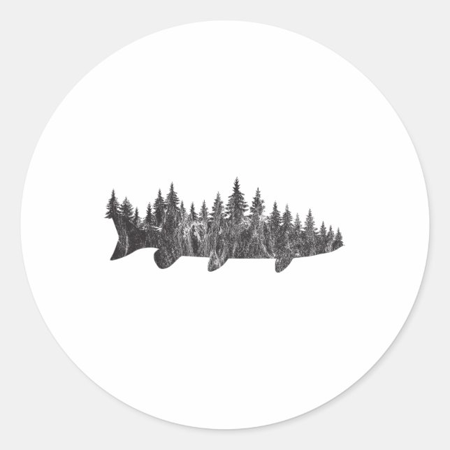 Sticker Rond Lisière de la forêt de pins musqués - Angle de pêc (Devant)