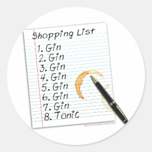 STICKER ROND LISTE D'ACHATS D'AMANTS DE GENIÈVRE