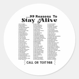 Sticker Rond Liste de 99 raisons de rester en vie - Santé menta