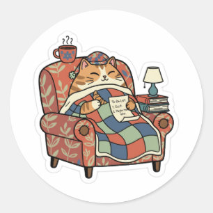 Sticker Rond Liste de choses à faire de chat détendu   Compagni