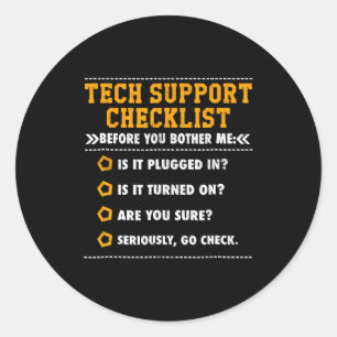 Sticker Rond Liste de contrôle du support technique Computer Ge