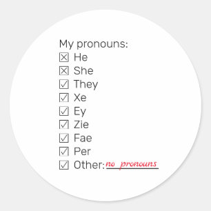 Sticker Rond Liste de contrôle néopronoms longue