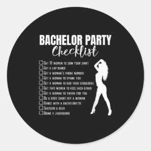 Sticker Rond Liste de contrôle pour l'enterrement de vie de gar