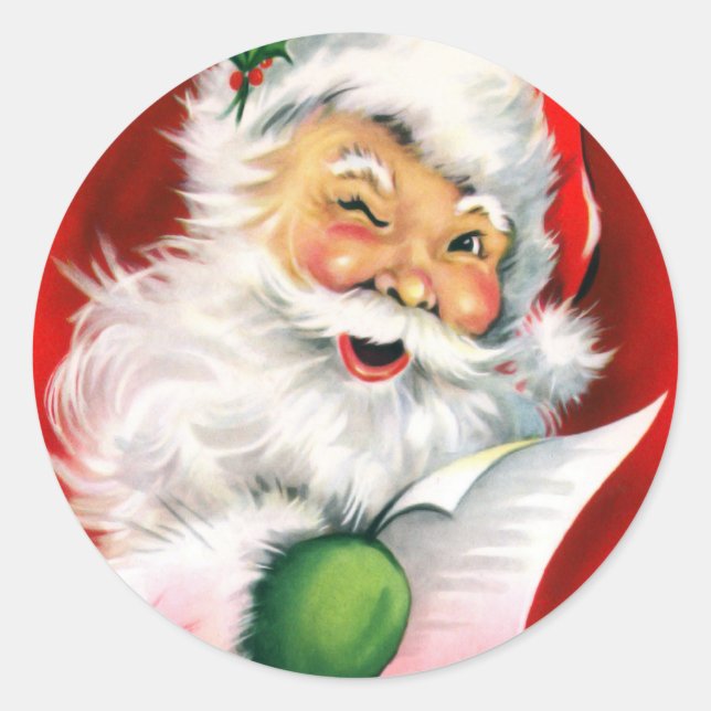 Sticker Rond Liste de Noël de Père Noël (Devant)