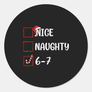 Sticker Rond Liste de Noël Gentil Méchant 6 7 Drôle Six Sept Mo