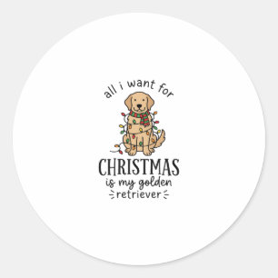 Sticker Rond Liste de souhaits de retriever doré de Noël Design