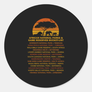 Sticker Rond Liste de voyage Safari africain Coucher de soleil