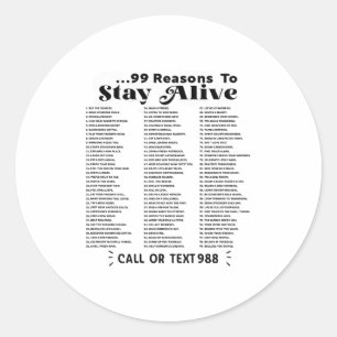 Sticker Rond Liste Des 99 Raisons De Rester En Vie - Santé Ment