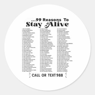 Sticker Rond Liste Des 99 Raisons De Rester En Vie - Santé Ment