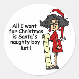 Sticker Rond Liste des garçons de père Noël Naughty