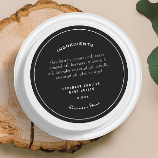 Sticker Rond Liste des ingrédients de produits modernes et élég