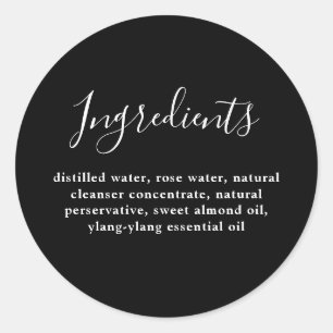 Sticker Rond Liste des ingrédients du produit Elegant Chic