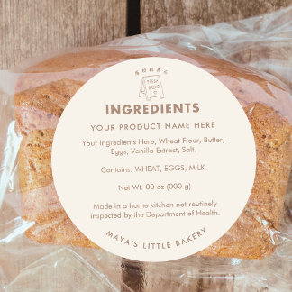 Sticker Rond Liste des ingrédients pour enseigne de boulangerie
