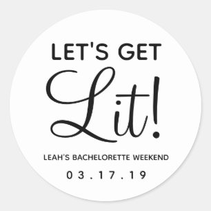 Sticker Rond Lit Bachelorette Party Favor Classic Rou