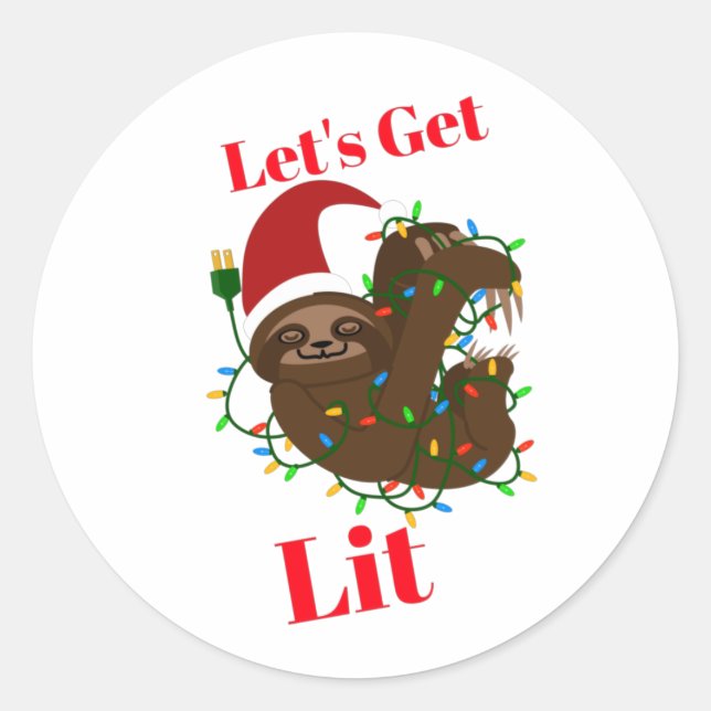 Sticker Rond Lit Christmas Sloth (Devant)