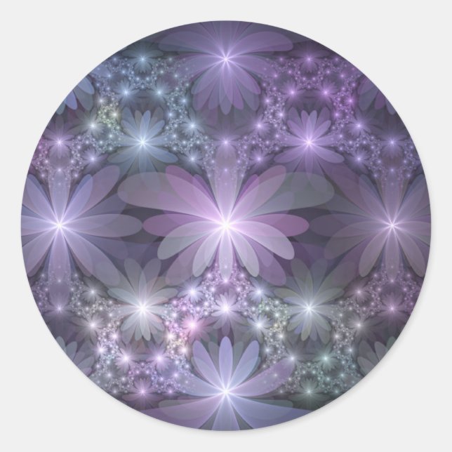 Sticker Rond Lit de fleurs tendance brillant art abstrait fract (Devant)