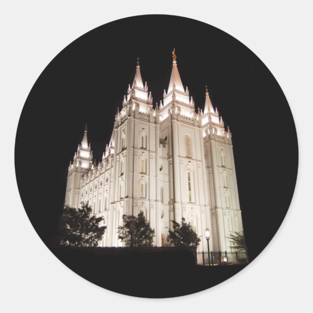 Sticker Rond Lit de temple de Salt Lake la nuit (Devant)