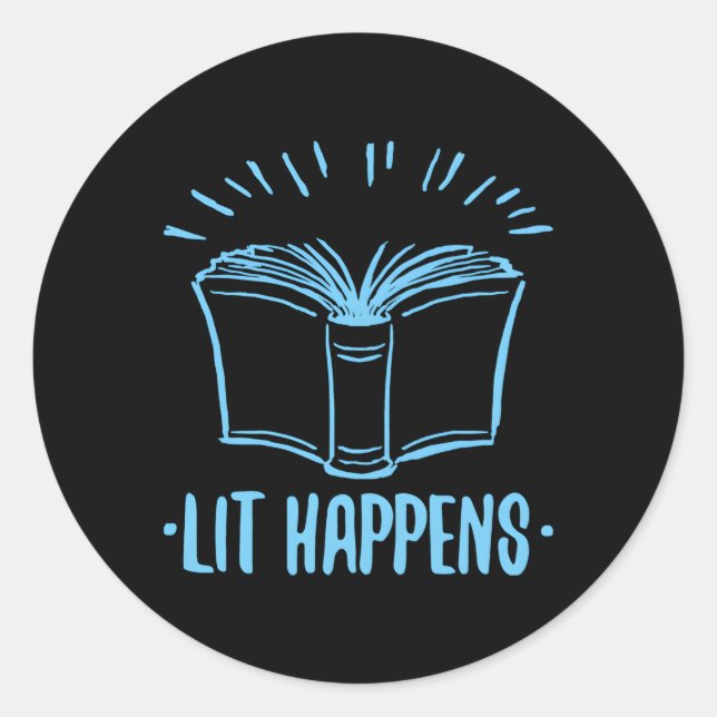 Sticker Rond Lit Happens Livre Lecture Littéraire Anglais Ensei (Devant)