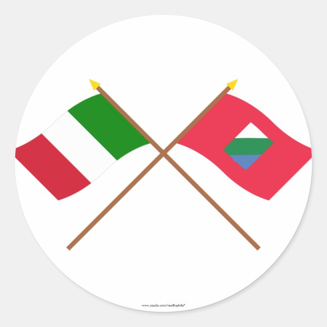 Sticker Rond L'Italie et les Abruzzes ont croisé des drapeaux (Devant)