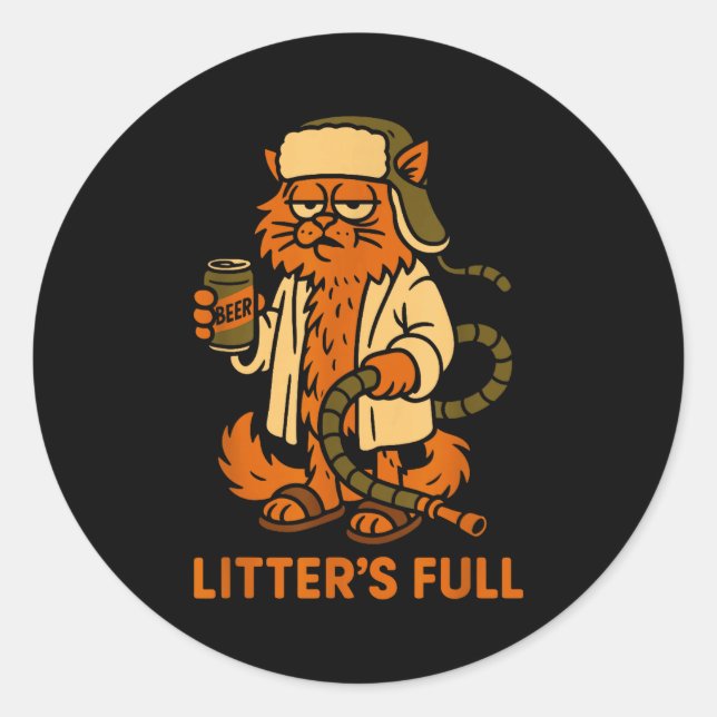 Sticker Rond Litter’s Full Funny Cat Lovers Christmas Xmas  (Devant)