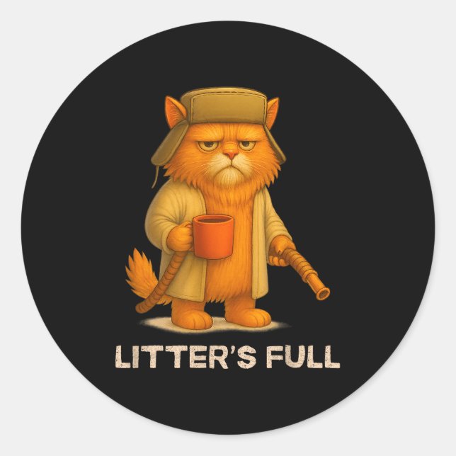 Sticker Rond Litter’s Full Funny Cat Parody Lovers Christmas Xm (Devant)
