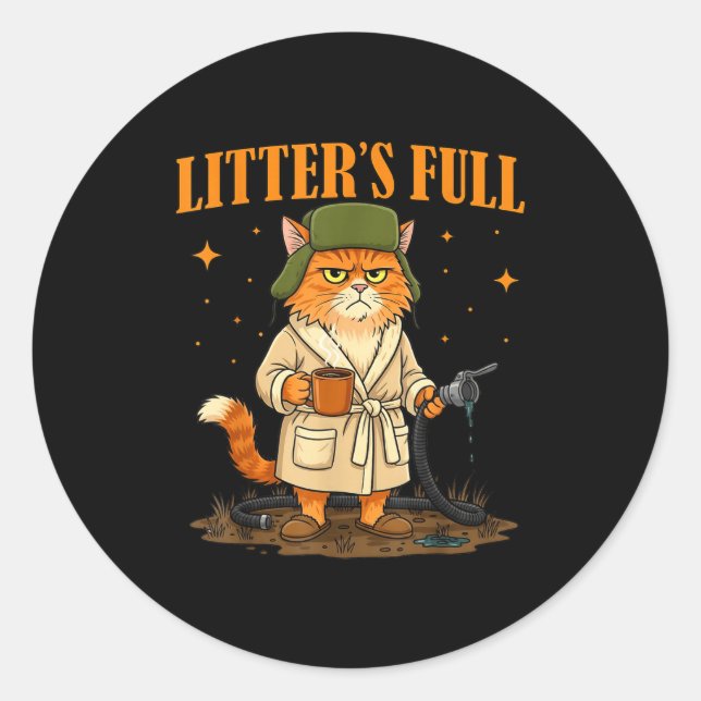 Sticker Rond Litter’s Full Funny Christmas Design For Cat Lover (Devant)