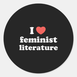 Sticker Rond Littérature féministe J'aime cœur