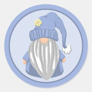 Sticker Rond Little Blue Gnome Détaillé