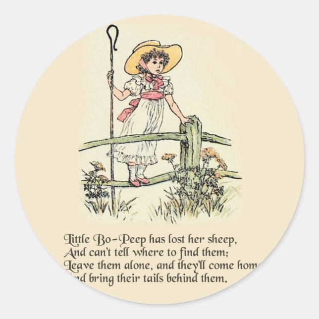 Sticker Rond Little Bo-Peep : Pépinière classique Kate Greenawa (Devant)