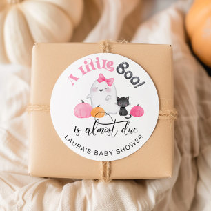 Sticker Rond Little Boo est presque à baby shower