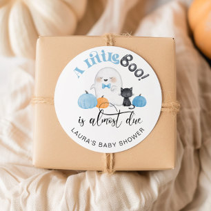 Sticker Rond Little Boo est presque attendu baby shower d'Hallo