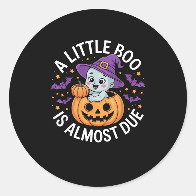 Sticker Rond Little Boo Est Presque Dû Mignonne Grossesse Hallo (Devant)