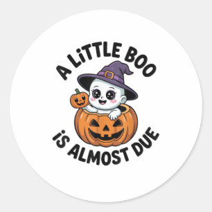 Sticker Rond Little Boo Est Presque Dû Mignonne Grossesse Hallo