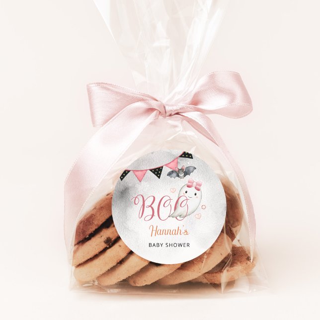 Sticker Rond Little Boo est presque due fille Baby shower Favor (Créateur téléchargé)